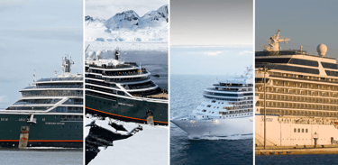 Navios de luxo em operação durante a temporada brasileira de cruzeiros 2025.