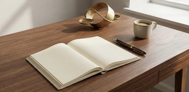 a pen and a cup of coffee on a table