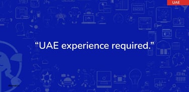 UAE experience required concept banner for career and job market in Dubai