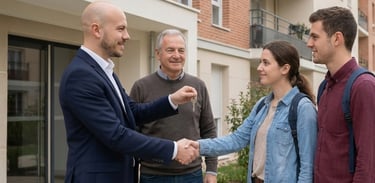 Conseiller immobilier accompagnant mettant en location un appartement à Elancourt