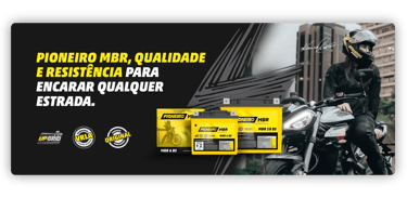 Baterias Pioneiro para motos disponíveis na Reginaldo Baterias, loja de baterias para moto em Maring