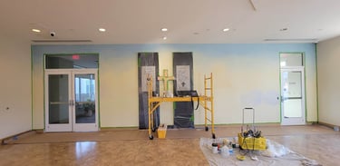 mural in progress by marcine at saint david the king church