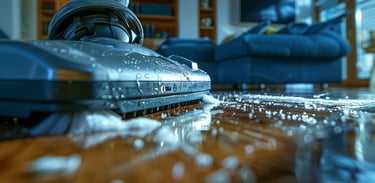 a vacuum cleaner cleaning a wooden floor