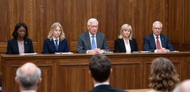 A wide-angle photography of an Australian courtroom exterior during a sunny day in Oceania, representing justice and the legal system with professional dignity.