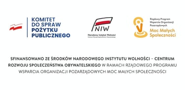 Logotypy z napisem: "Sfinansowano ze środków Narodowego Instytutu Wolności