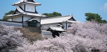 Kanazawa Castle with cherry blossoms