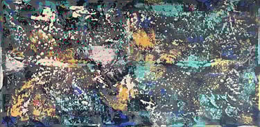 Acrylic painting Acrylbild Universe Acryl Bild Gemälde abstrakt Galaxie grau türkis gold weiß pink