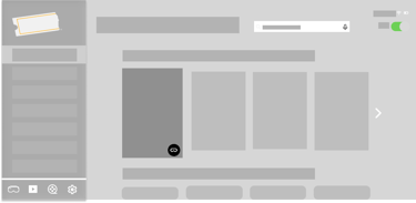 grey scaled UI wireframe with movie-related icons