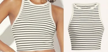 Black and white striped crop top for women
