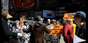 Chris directing Cows Take Manhattan, a live performance for Cause Effect Agency.