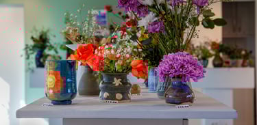 Flowers in vases on a table