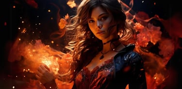 Black and Red Fantasy Dress AI