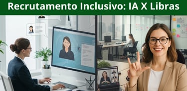 Mulher RH consulta IA para se comunicar outra mulher faz curso de Libras "Recrutamento Inclusivo"