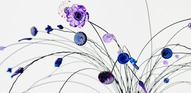 bouquet de fleurs colorées en verre de Murano