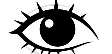 Minimalist black and white eye illustration with sharp lashes, perfect for modern graphic design.
