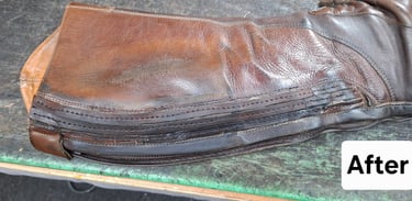 Patch on riding boot