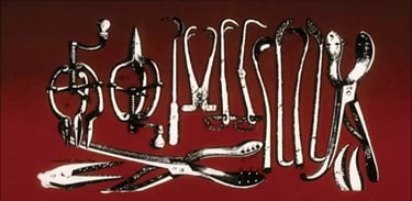 medieval surgical tools in display