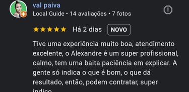 depoimento 5 estrelas