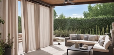 Šviesiai rudos lauko užuolaidos