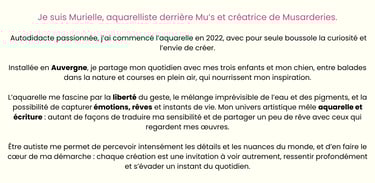 Murielle Ferrand Mu's aquarelle poésie emotion art auvergne nature