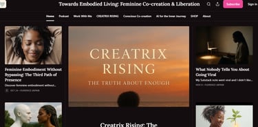 a screen shot of a website page with a picture of a woman in a white