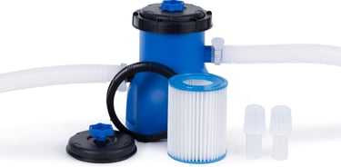 a blue and white filterr with a filterer and a filter