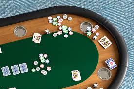 Poker table with chips and cards