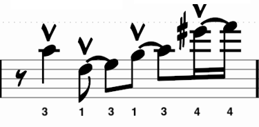 Music notation example illustrating the jump from C to G#.
