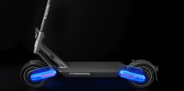 a scooter with a blue light on it