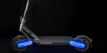 a scooter with a blue light on it