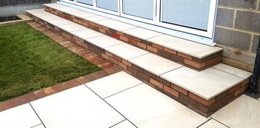 Colourful Garden Makeover Brick Seating Planer Bar New Lawn
