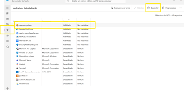 Controle os Aplicativos de Inicialização