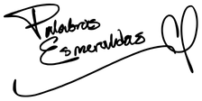 handwritten signature of Palabras Esmeraldas with a heart as a decoration