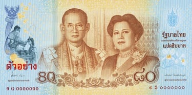 Thailand 80 Baht Queen Sirikit Specimen
