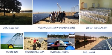 a group of people standing around a solar powered water heater