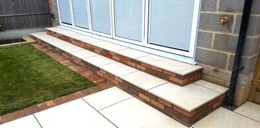 Colourful Garden Makeover Brick Seating Planer Bar New Lawn