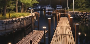dock solar lights at night