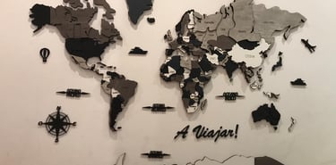 cuadro mapamundi planisferio 3d en madera calada con laser