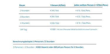 privat unterricht erwachsene Seefeld preise