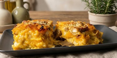Creamy pumpkin lasagna - With béchamel, brie & mushrooms