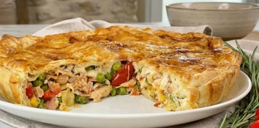 Torta salata di pollo e verdure