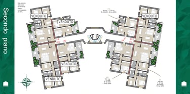 Planimetria del secondo piano di Case Nove, nuovo intervento residenziale del Gruppo Findonati a Cremona