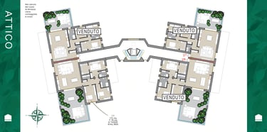 Planimetria del piano attico di Case Nove, nuovo intervento residenziale del Gruppo Findonati a Cremona