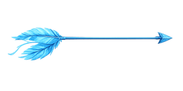 Flèche bleu ornée de plumes
