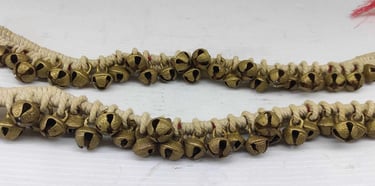 "Ethnic tribal anklet with medium bells–handmade foot jewelry pair-for global shipment"