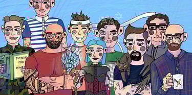 a group of coworkers in a gaming office