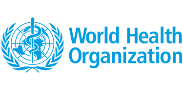 the world health organization logo on the side of a blue and white logo
