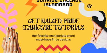 a woman with a yellow and black manicures and a white shirt