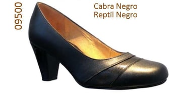 zapatilla en color negro piel de cabra con forro de cerdo 