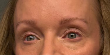 Tinted eyebrows showing fuller, more defined shape after at home brow tint.